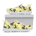 Rooster And Flower Pattern Print White Running Shoes