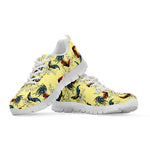 Rooster And Flower Pattern Print White Sneakers