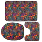 Rooster And Rowan Pattern Print 3 Piece Bath Mat Set