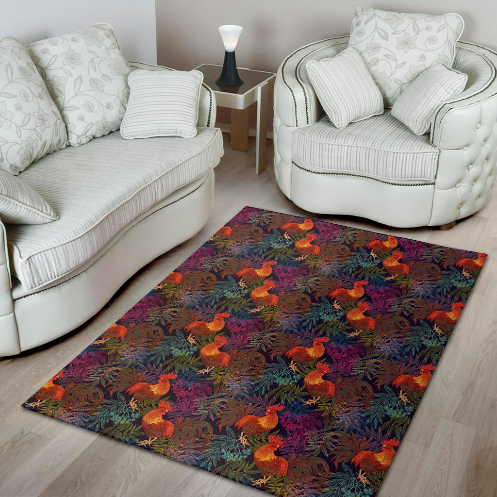 Rooster And Rowan Pattern Print Area Rug