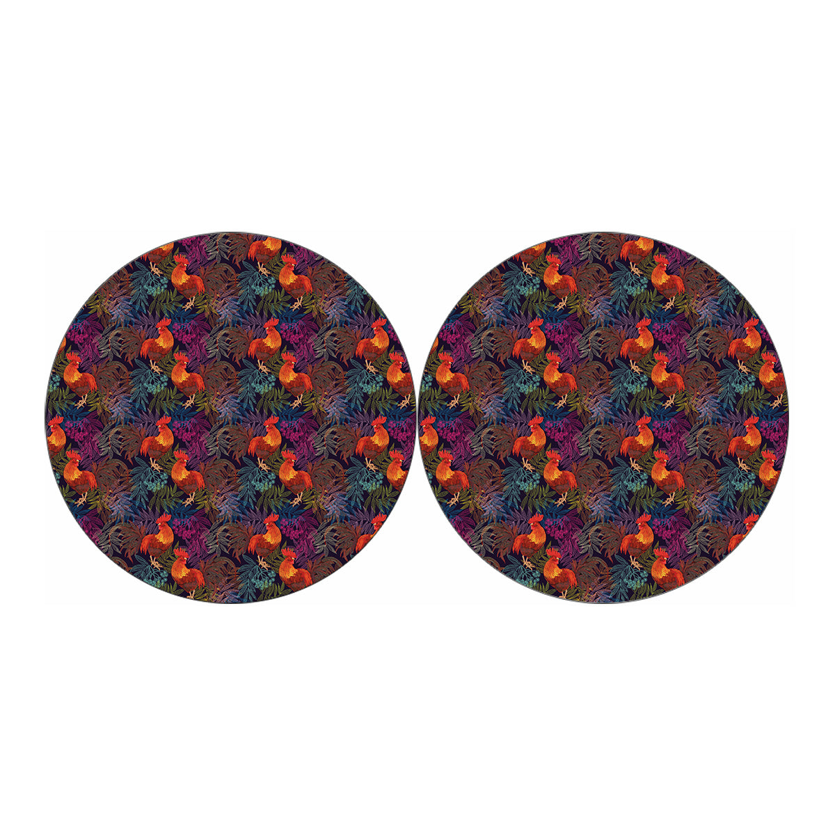 Rooster And Rowan Pattern Print Car Coasters