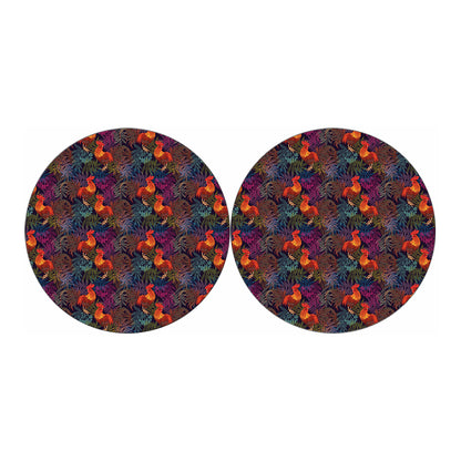 Rooster And Rowan Pattern Print Car Coasters