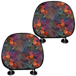 Rooster And Rowan Pattern Print Car Headrest Covers