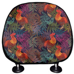 Rooster And Rowan Pattern Print Car Headrest Covers
