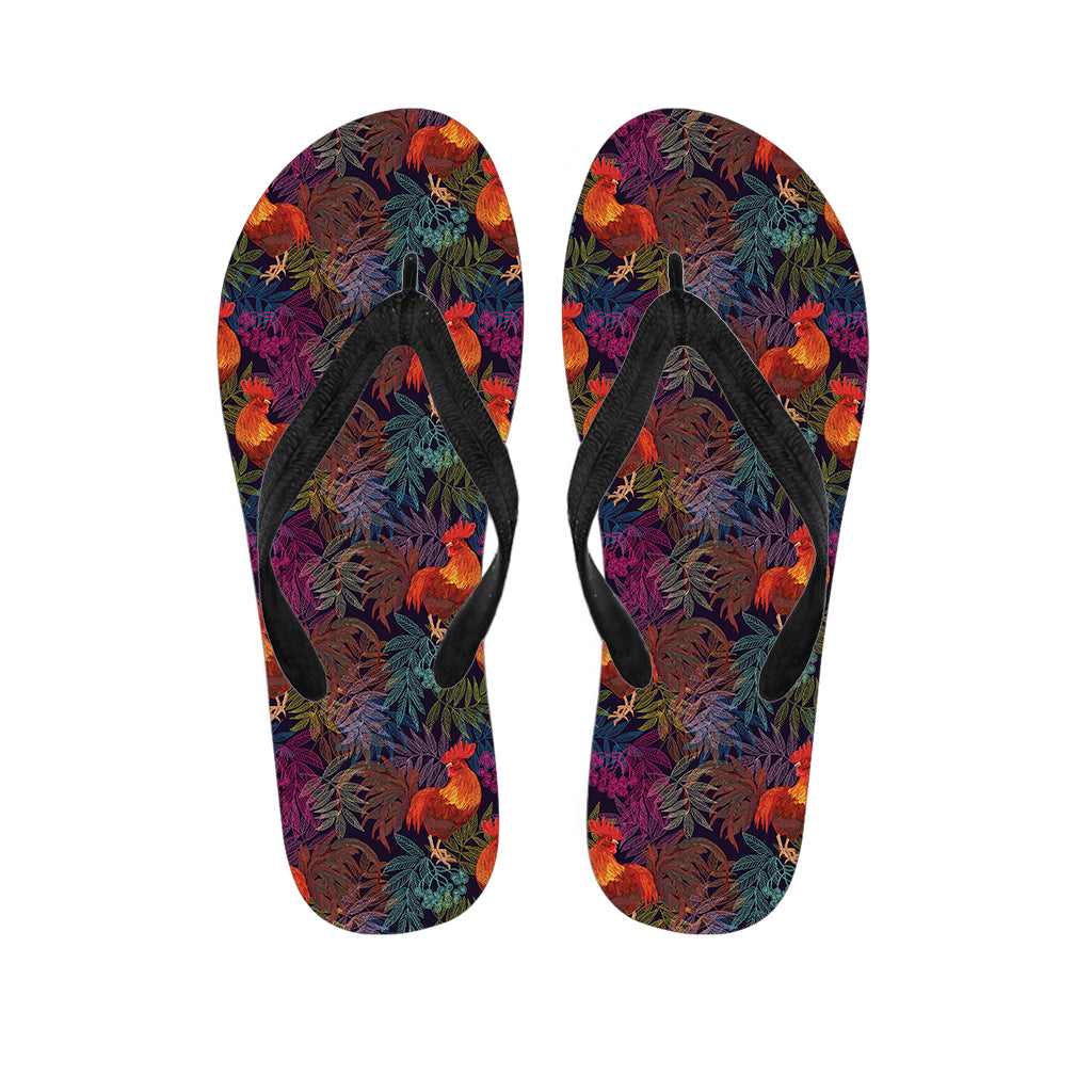 Rooster And Rowan Pattern Print Flip Flops