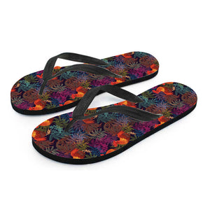 Rooster And Rowan Pattern Print Flip Flops