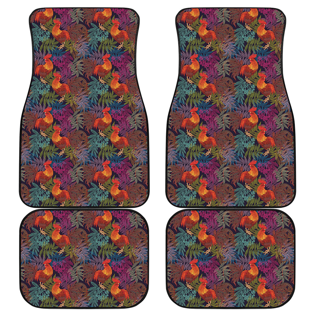 Rooster And Rowan Pattern Print Front and Back Car Floor Mats