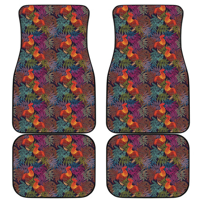 Rooster And Rowan Pattern Print Front and Back Car Floor Mats