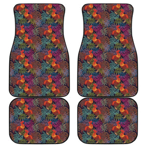 Rooster And Rowan Pattern Print Front and Back Car Floor Mats