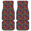 Rooster And Rowan Pattern Print Front and Back Car Floor Mats