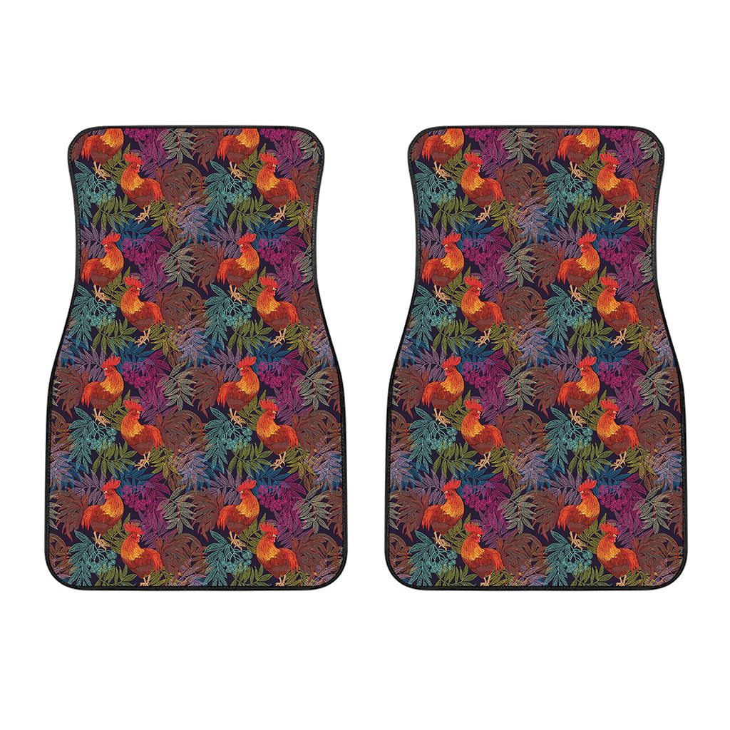 Rooster And Rowan Pattern Print Front Car Floor Mats