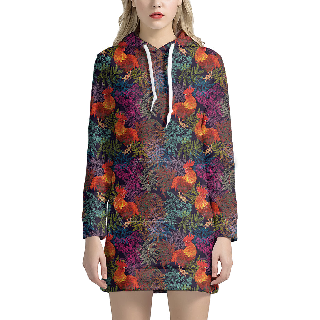 Rooster And Rowan Pattern Print Hoodie Dress