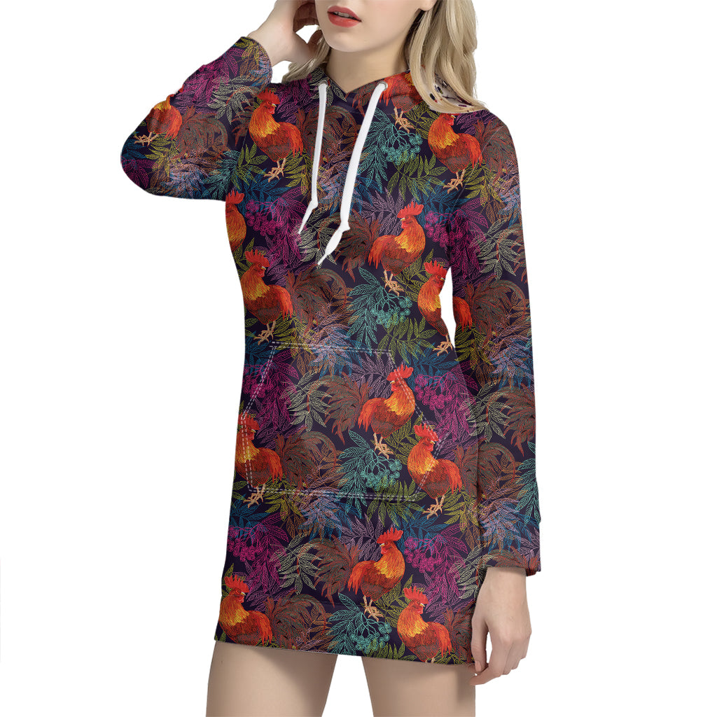 Rooster And Rowan Pattern Print Hoodie Dress