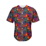 Rooster And Rowan Pattern Print Men's Baseball Jersey