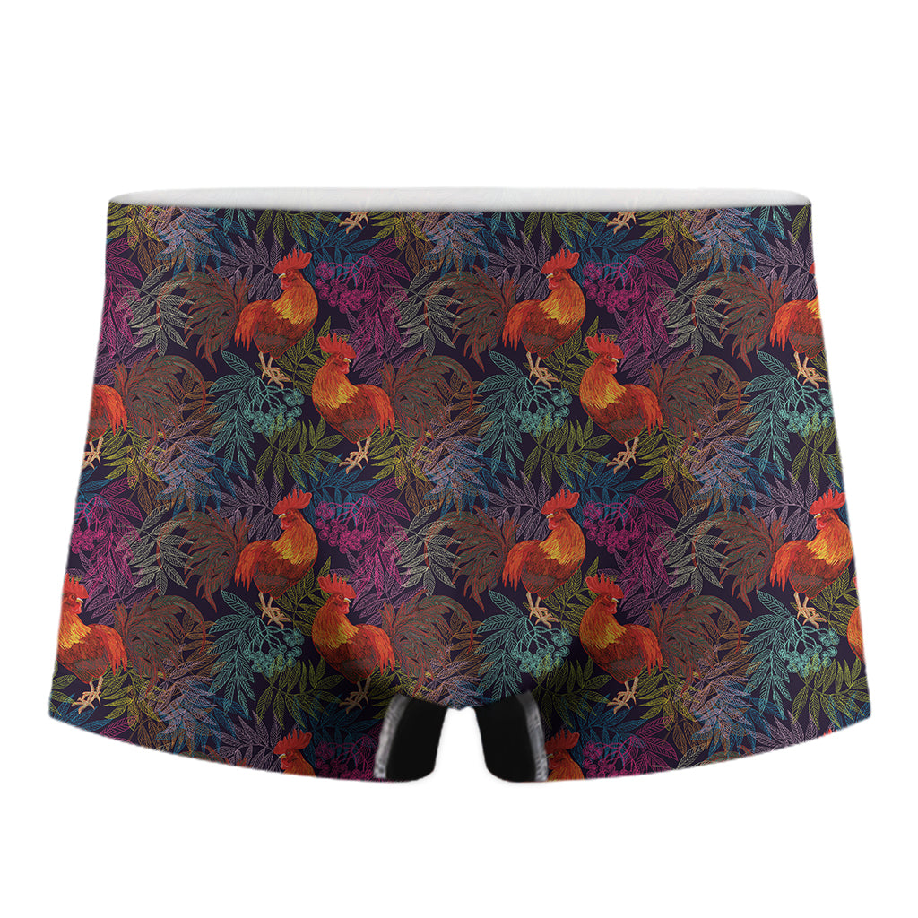 Rooster And Rowan Pattern Print Men's Boxer Briefs