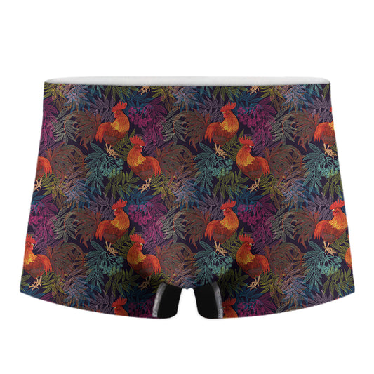 Rooster And Rowan Pattern Print Men's Boxer Briefs