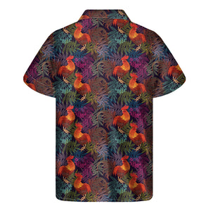 Rooster And Rowan Pattern Print Men's Short Sleeve Shirt