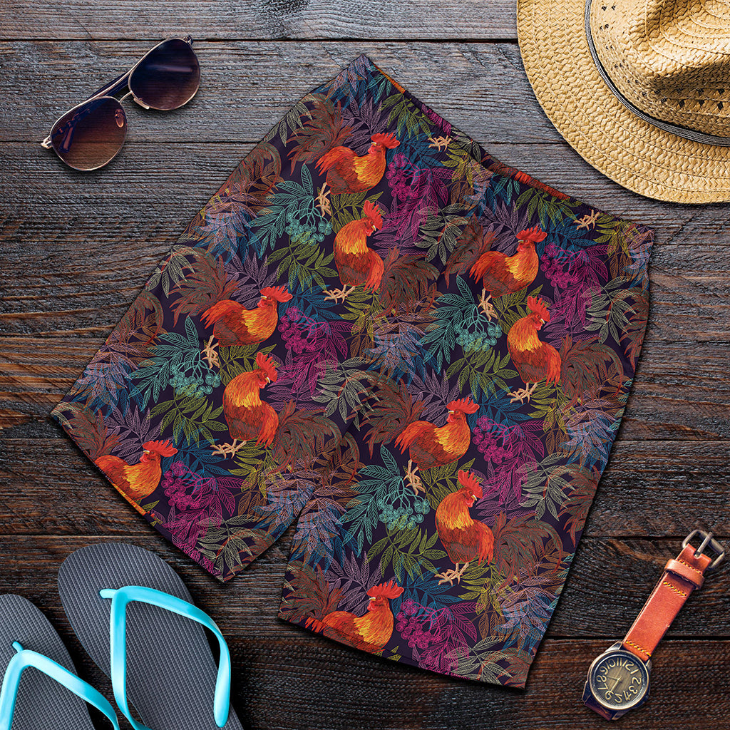 Rooster And Rowan Pattern Print Men's Shorts