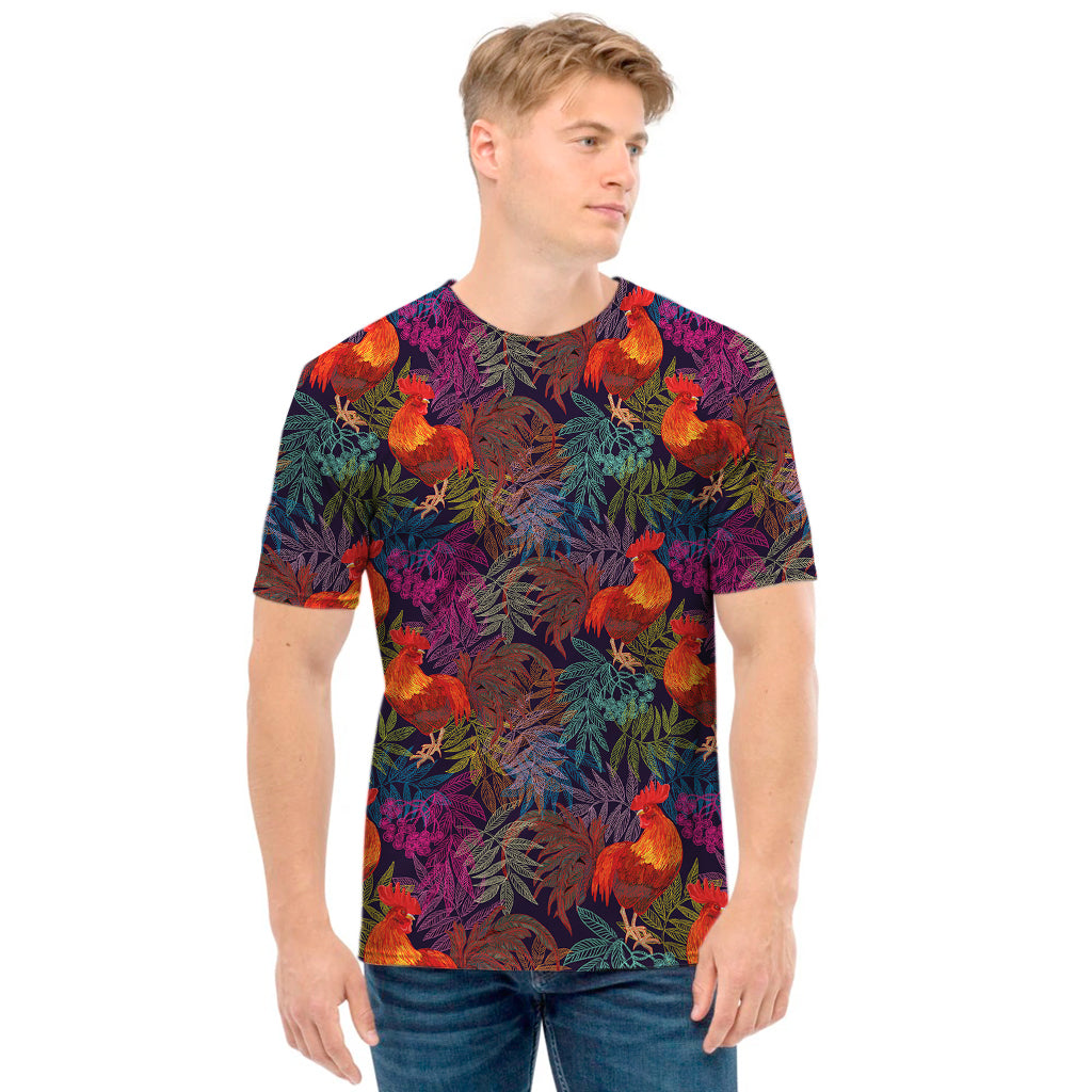 Rooster And Rowan Pattern Print Men's T-Shirt