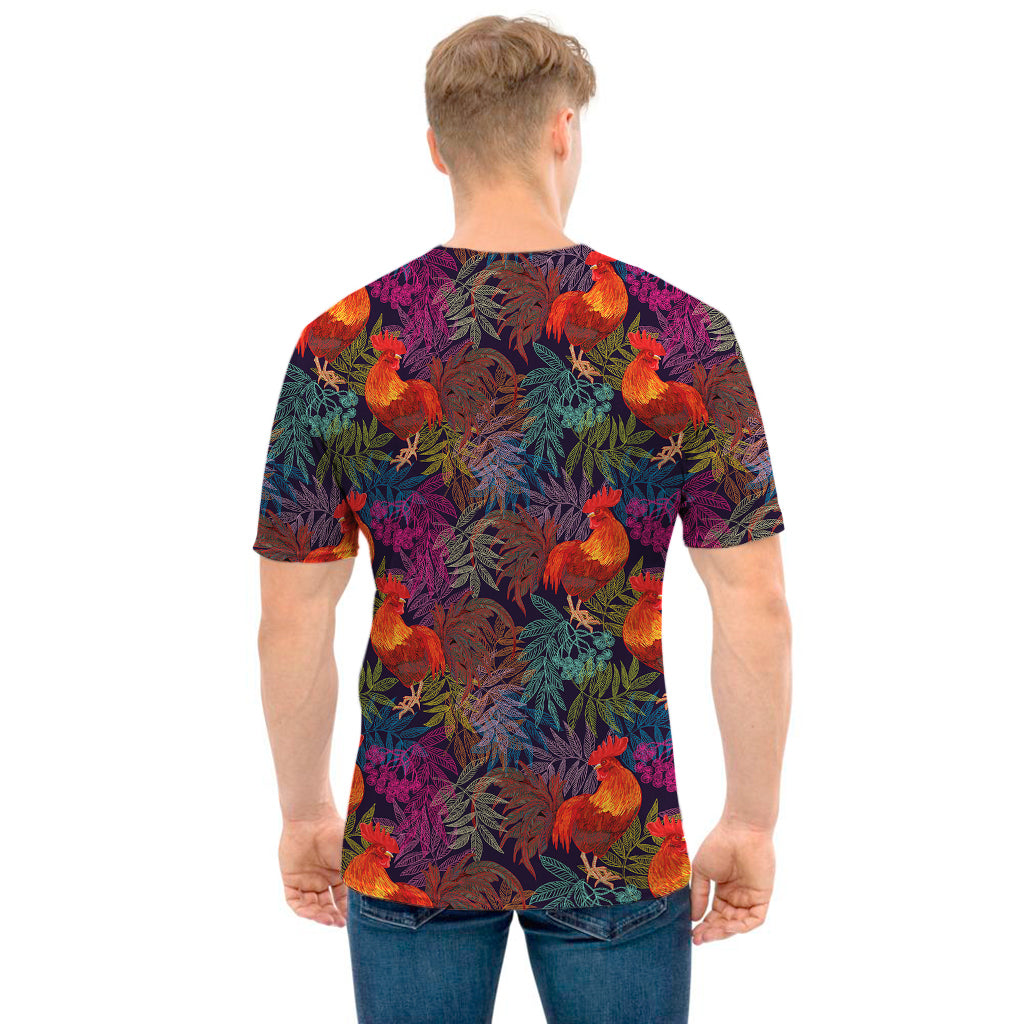 Rooster And Rowan Pattern Print Men's T-Shirt