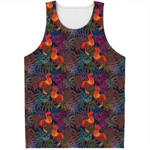 Rooster And Rowan Pattern Print Men's Tank Top