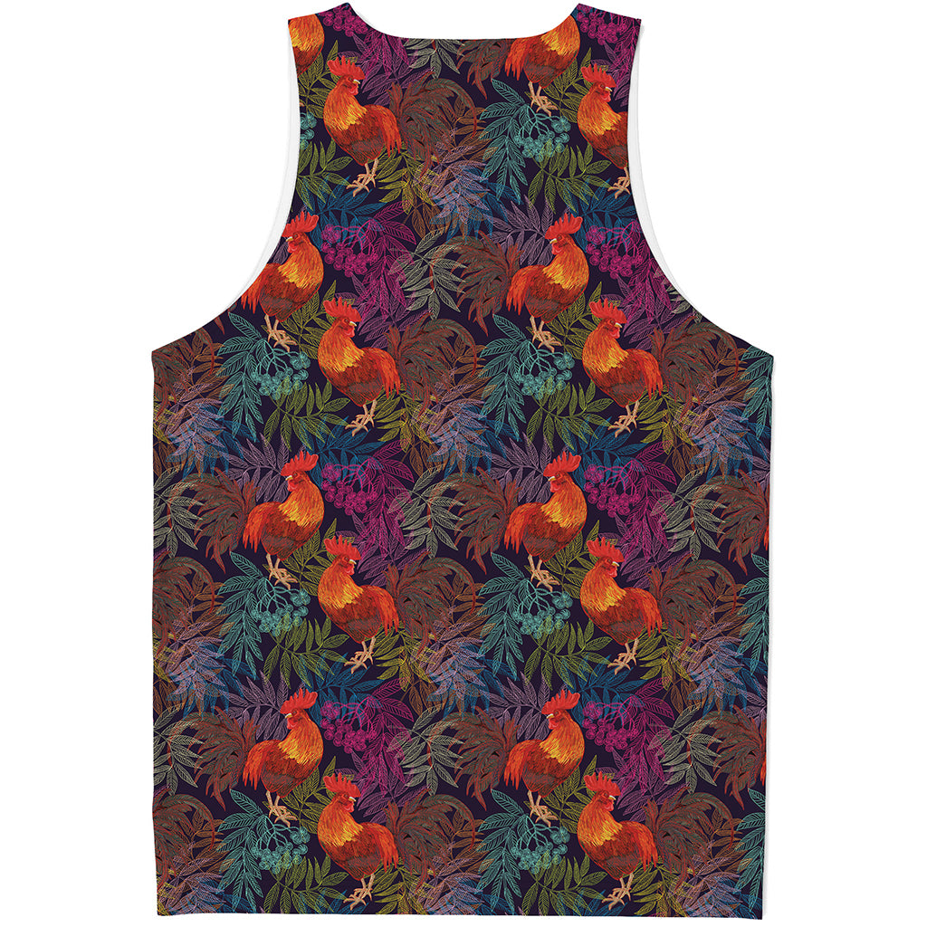 Rooster And Rowan Pattern Print Men's Tank Top