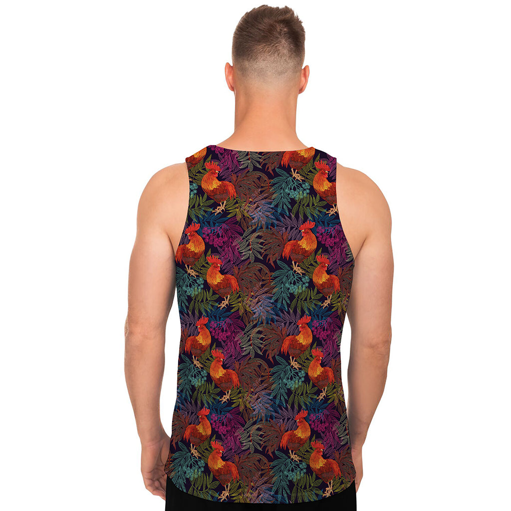 Rooster And Rowan Pattern Print Men's Tank Top