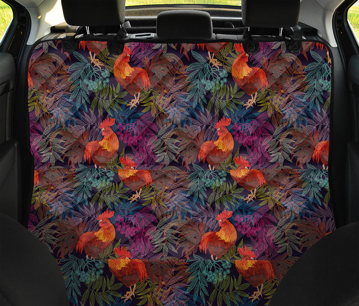 Rooster And Rowan Pattern Print Pet Car Back Seat Cover