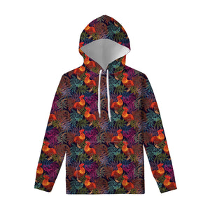 Rooster And Rowan Pattern Print Pullover Hoodie