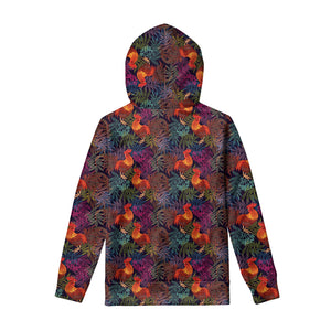 Rooster And Rowan Pattern Print Pullover Hoodie