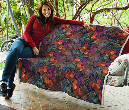 Rooster And Rowan Pattern Print Quilt