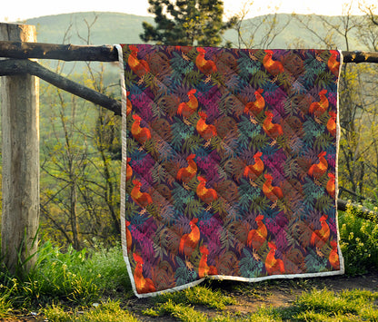 Rooster And Rowan Pattern Print Quilt