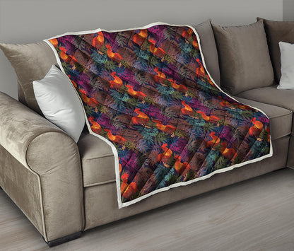 Rooster And Rowan Pattern Print Quilt