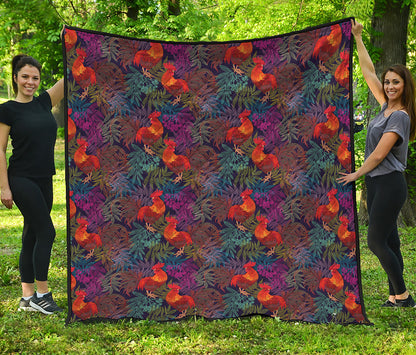 Rooster And Rowan Pattern Print Quilt