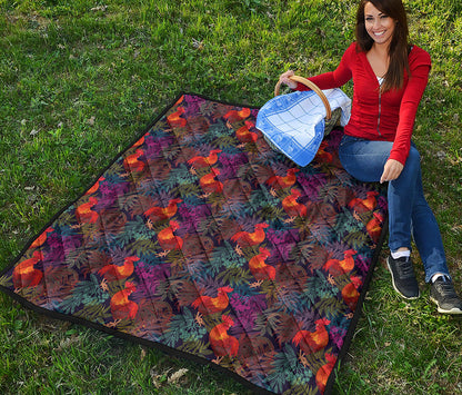 Rooster And Rowan Pattern Print Quilt