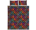 Rooster And Rowan Pattern Print Quilt Bed Set