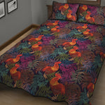 Rooster And Rowan Pattern Print Quilt Bed Set