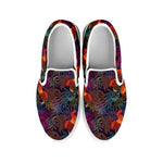 Rooster And Rowan Pattern Print White Slip On Shoes
