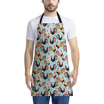 Rooster And Snowflake Pattern Print Apron