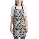 Rooster And Snowflake Pattern Print Apron