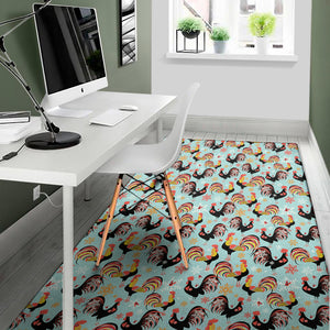 Rooster And Snowflake Pattern Print Area Rug