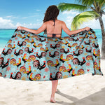 Rooster And Snowflake Pattern Print Beach Sarong Wrap