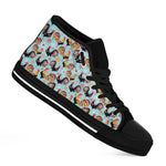 Rooster And Snowflake Pattern Print Black High Top Shoes