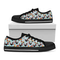 Rooster And Snowflake Pattern Print Black Low Top Sneakers