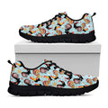Rooster And Snowflake Pattern Print Black Running Shoes