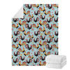 Rooster And Snowflake Pattern Print Blanket