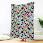 Rooster And Snowflake Pattern Print Blanket