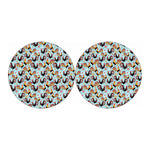 Rooster And Snowflake Pattern Print Car Coasters