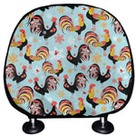 Rooster And Snowflake Pattern Print Car Headrest Covers
