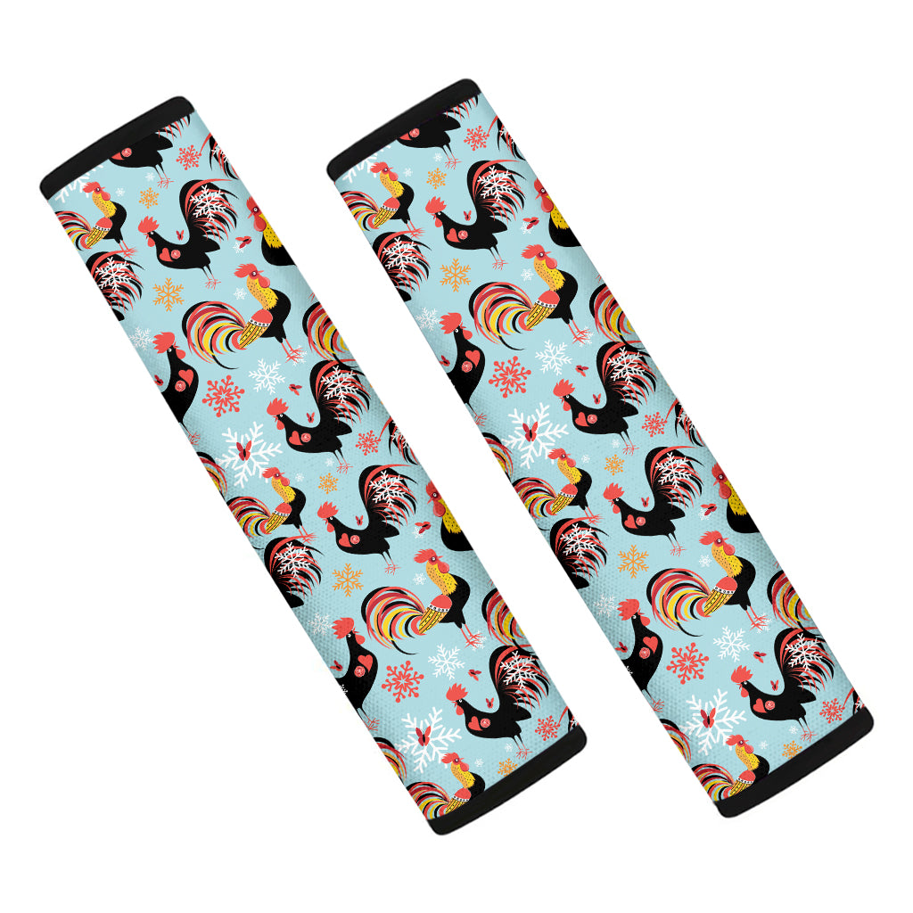 Rooster And Snowflake Pattern Print Car Seat Belt Covers